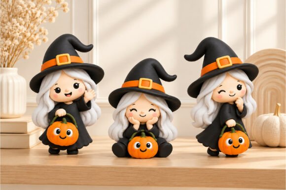 Kawaii Halloween Chibi Witch Girl 3D STL – Cute Witch Figurine for 3D Printing - Image 2