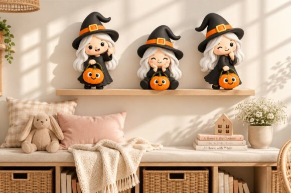 Kawaii Halloween Chibi Witch Girl 3D STL – Cute Witch Figurine for 3D Printing - Image 3