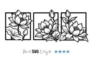 Lotus Flower Frame Line Art SVG PNG Graphic by Artify Hub Studio ...