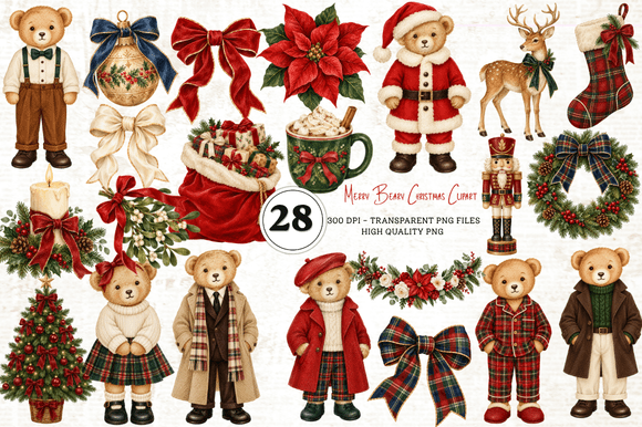 Merry Beary Christmas Clipart