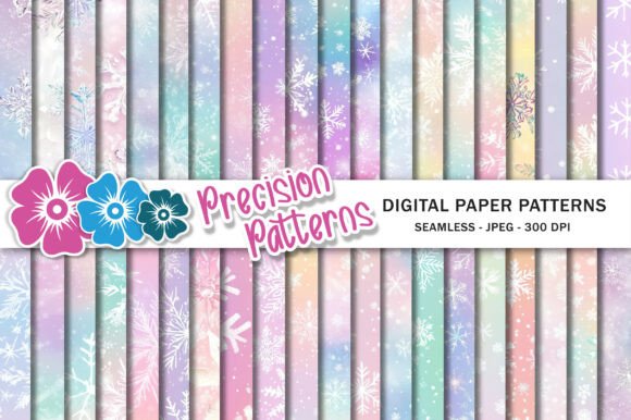 Pastel Rainbow Snowflake Seamless Patter