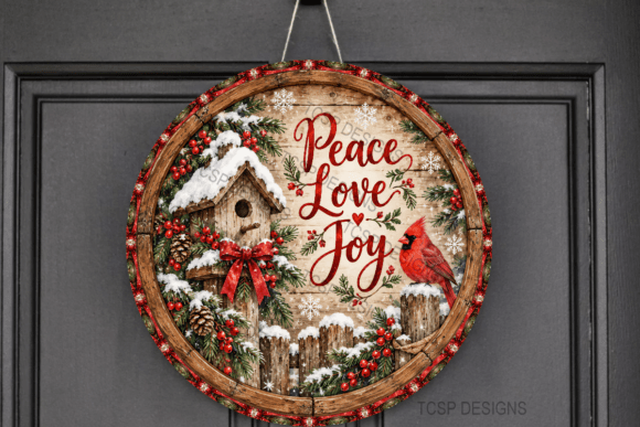 Peace Love Joy Christmas Door Sign Graphic Crafts By TCSP Designs