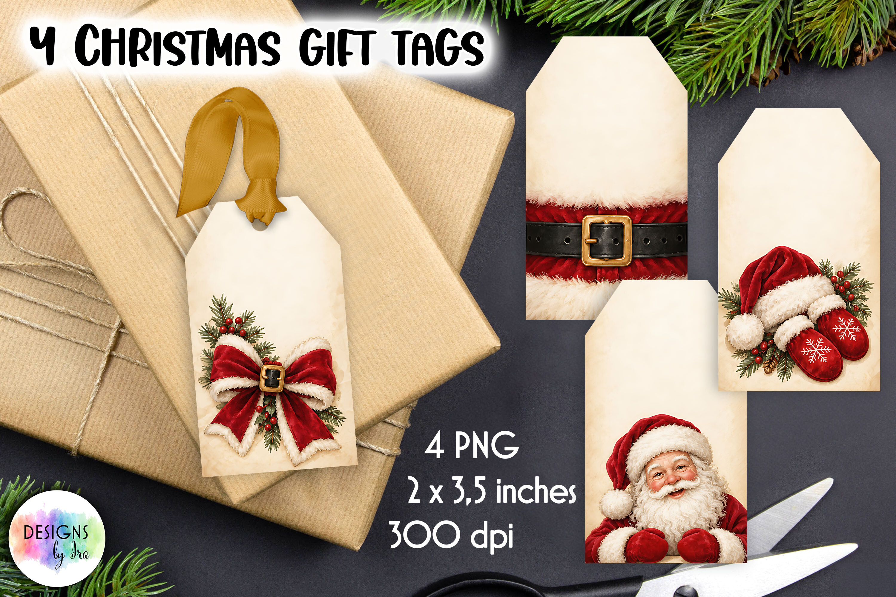 Vintage Santa Tags for Gifts with a Story — official Creative Fabrica product preview