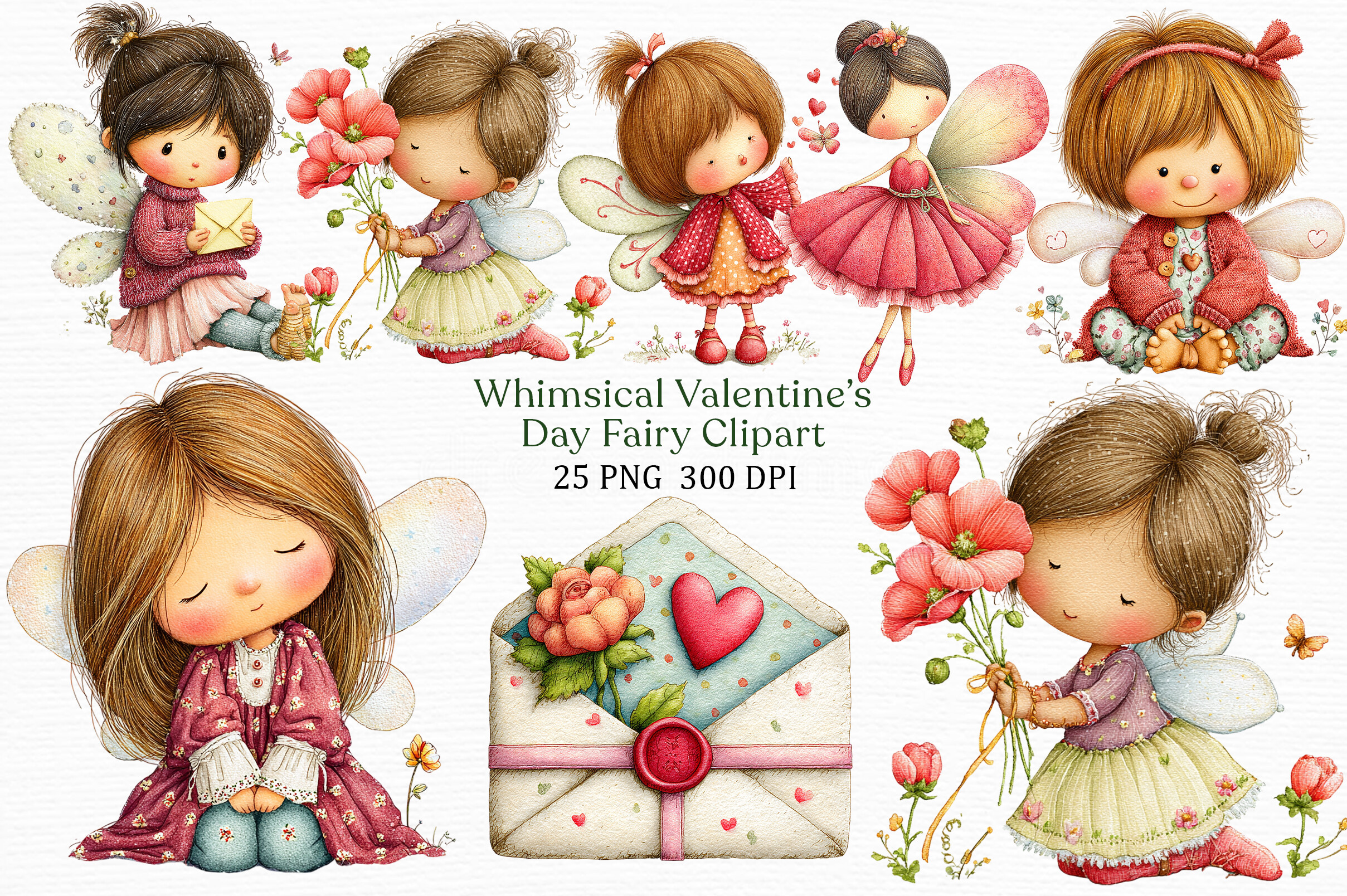 Zone Template Cursive Whimsical Valentine's Day Fairy Clipart Graphic by PLAY ZONE · Creative ...