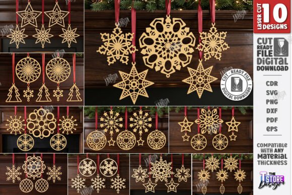 3D Christmas Ornaments Laser Cut Bundle Laser Cutting By The T Store Design