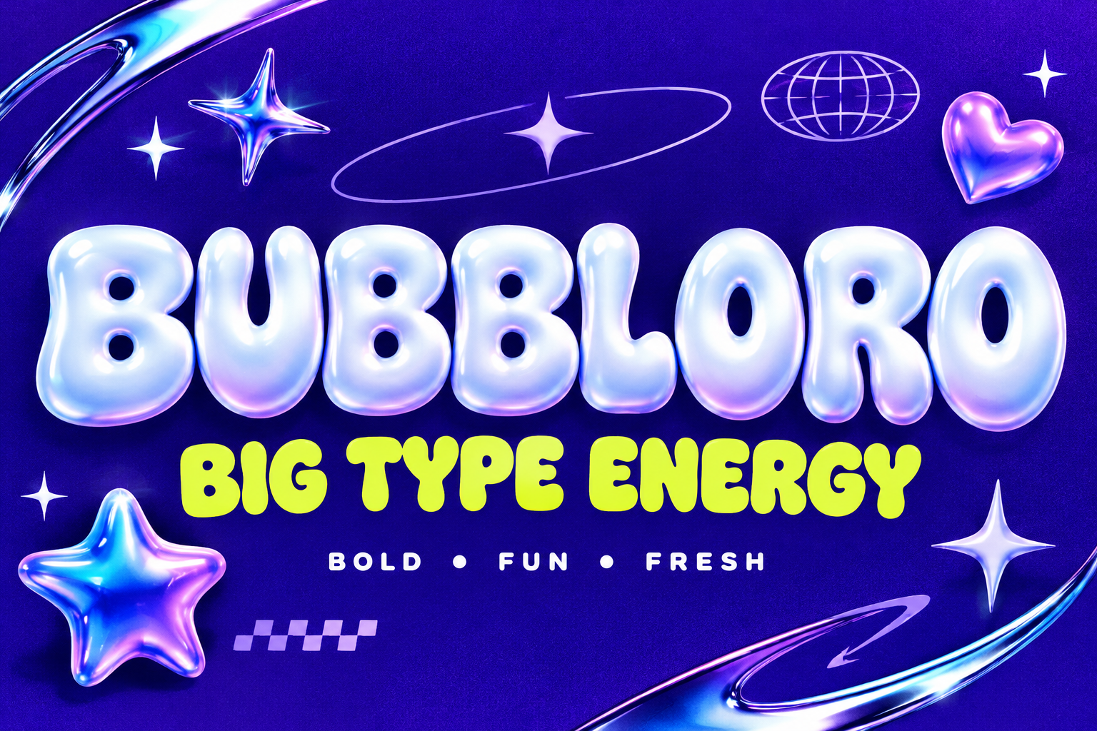 Bubbloro preview, retro bubble display font