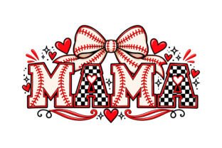 Baseball Mama Checkered Bow Design Graphic by sr_sohag · Creative Fabrica