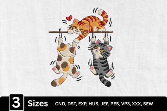 Cat Lover Playful Tabby Cats on a Branch