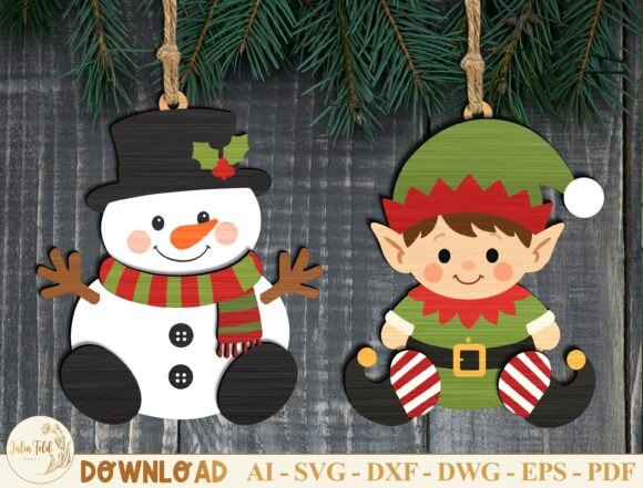 Christmas Ornament Laser Cut SVG Bundle (Design 2) laser cut file