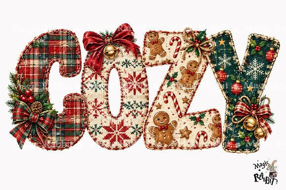 Cozy Gingerbread Pattern Christmas PNG