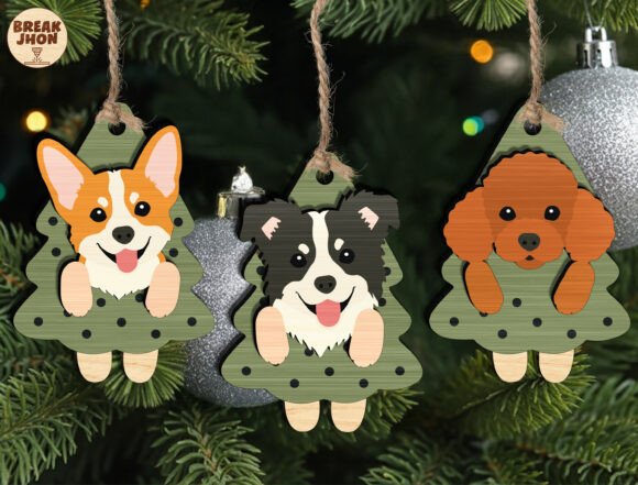 Dog Christmas Ornament SVG Bundle laser cut file