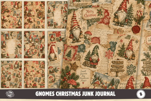 Gnomes Christmas Junk Journal Pages Graphic Crafts By Markicha Art