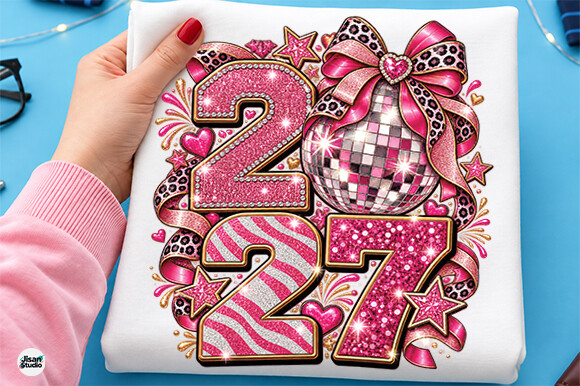 Happy New Year 2027 Pink Rhinestone PNG Graphic by JisanStudio ...