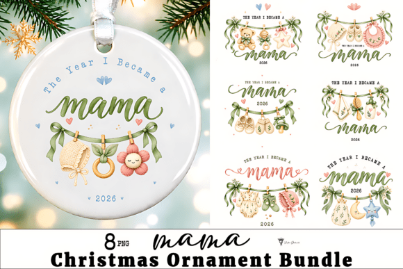 Mama Christmas Ornament PNG Bundle