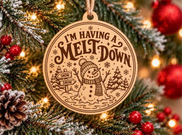 Merry Christmas Snowman Ornament SVG laser cut file