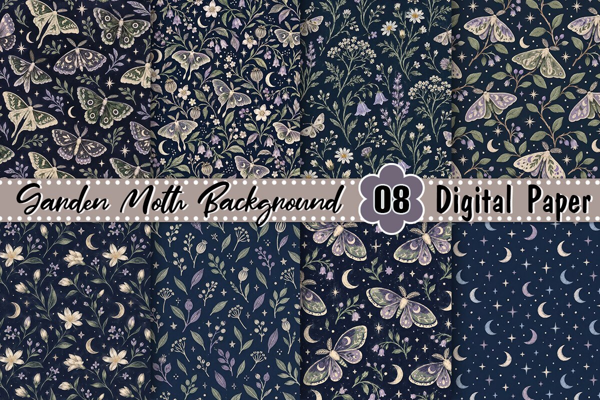 Midnight Garden Moth Background Graphic by Artistic Garden · Creative ...