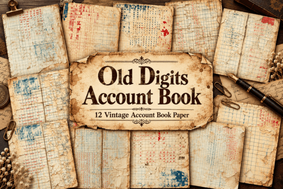 Old Digits Account Book Graphic Backgrounds By DigiArt