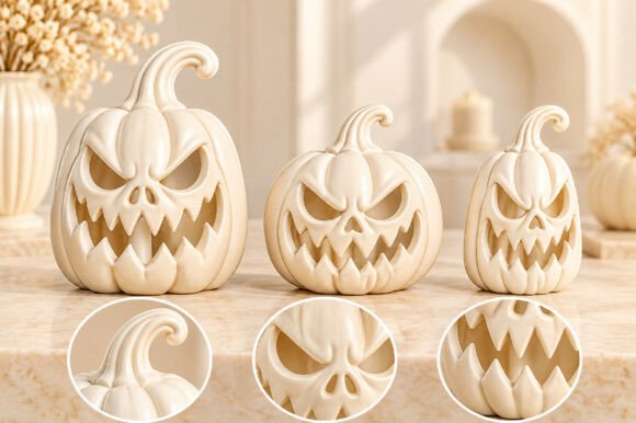 Pumpkin Lighting STL - 3D Printable Halloween Jack-o'-Lantern Set of 3 - Image 2