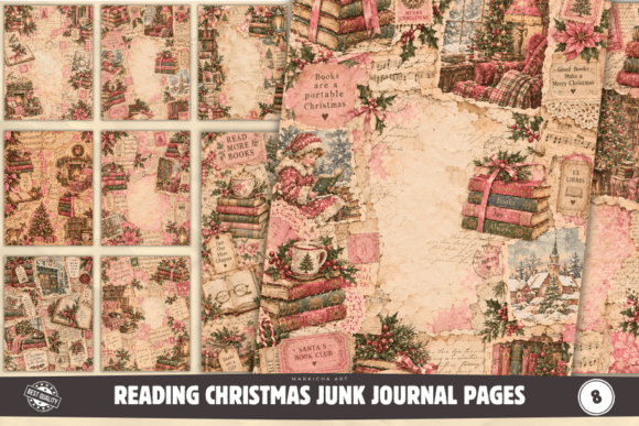 Reading Christmas Junk Journal Pages Graphic Crafts By Markicha Art