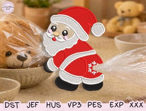 Santa Bread Bag Clip Embroidery Design