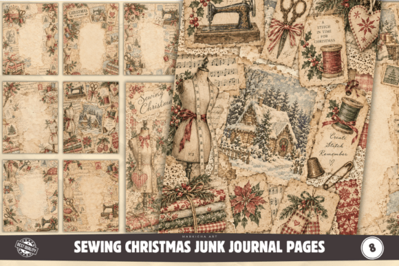Sewing Christmas Junk Journal Pages Graphic Crafts By Markicha Art