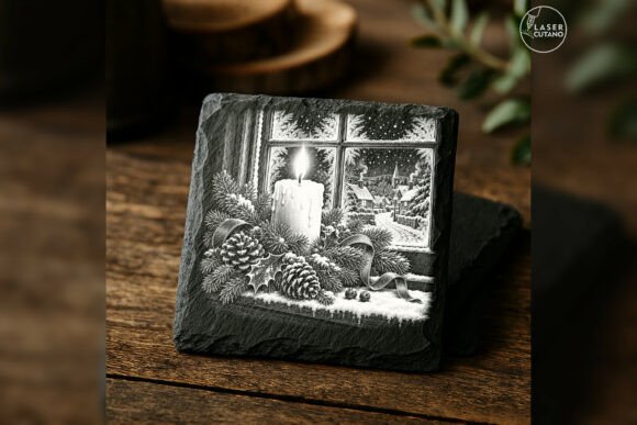The Candle at Winterglass - Classic Christmas Laser Engraving PNG laser cut file