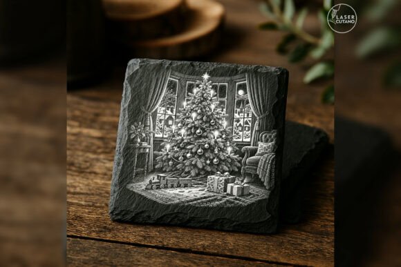 The Snowlit Evergreen - Classic Christmas Laser Engraving PNG laser cut file