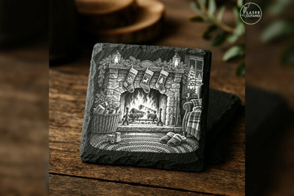 The Stocking Hearth - Classic Christmas Laser Engraving PNG laser cut file