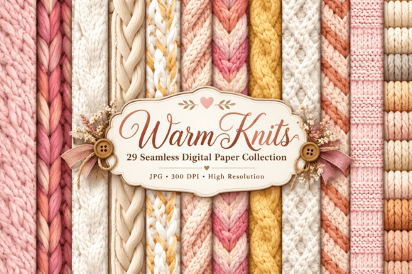 Warm Knits Seamless Digital Paper Graphic Patterns By Lazy Arts