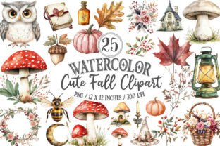 Fall Garaphic Watercolor Fall Clipart PNG Graphic by designking · Creative Fabrica