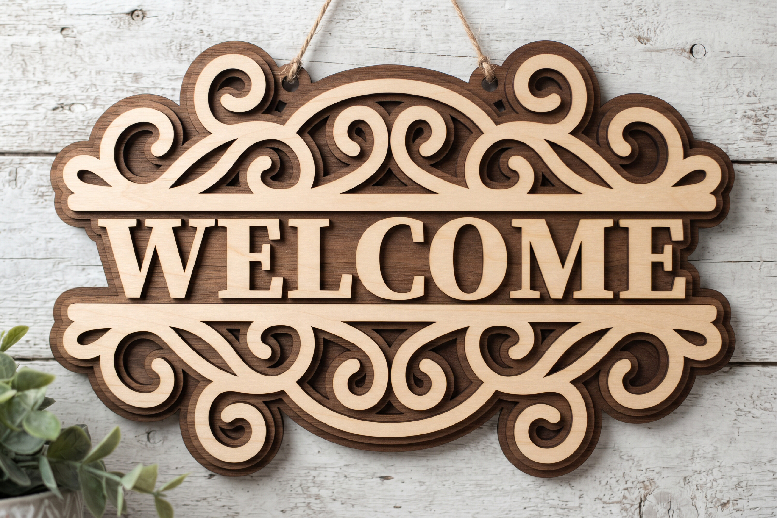 Welcome Sign Lasercut - Laser Cut Split · Creative Fabrica