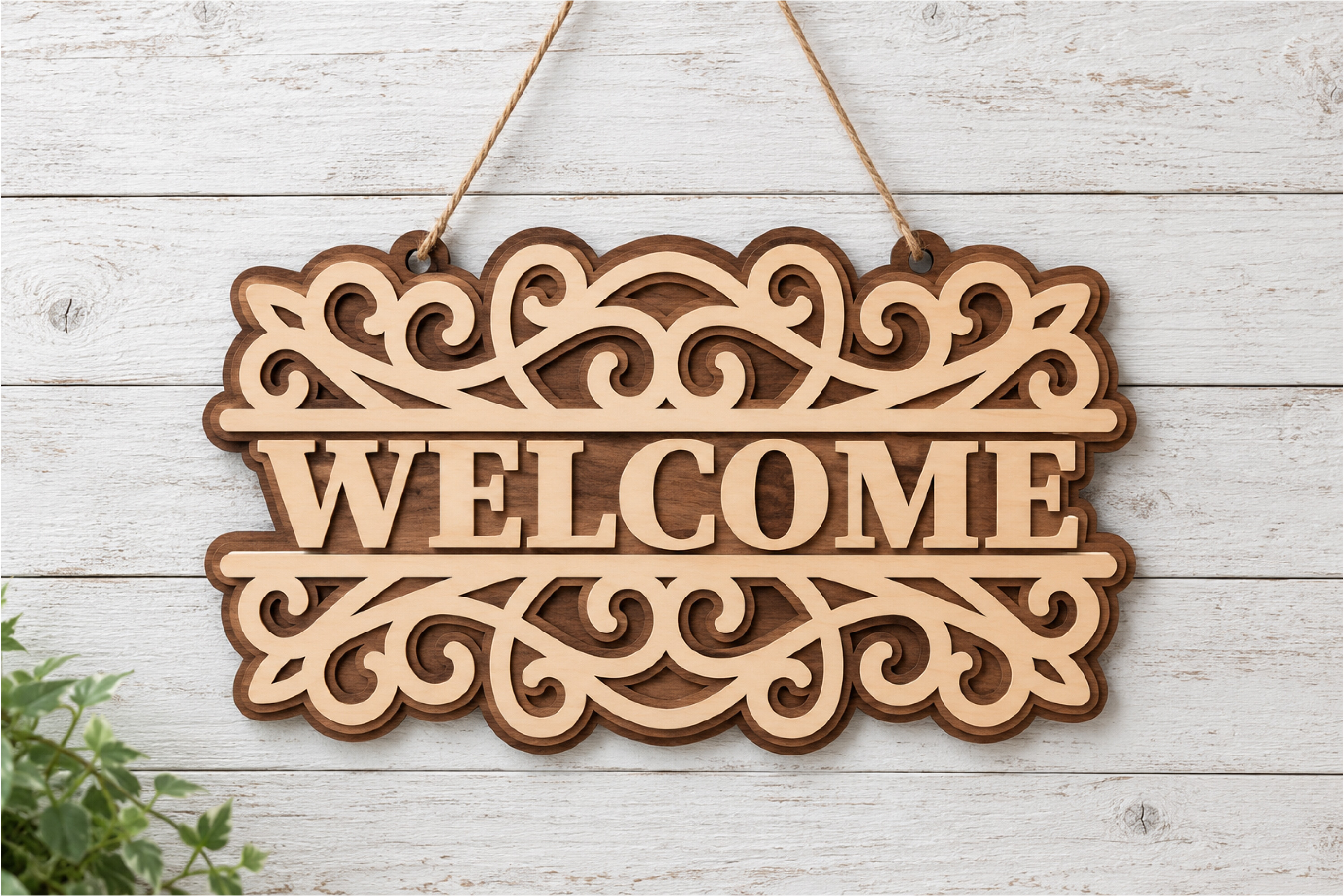 Welcome Sign Lasercut - Laser Cut Split · Creative Fabrica