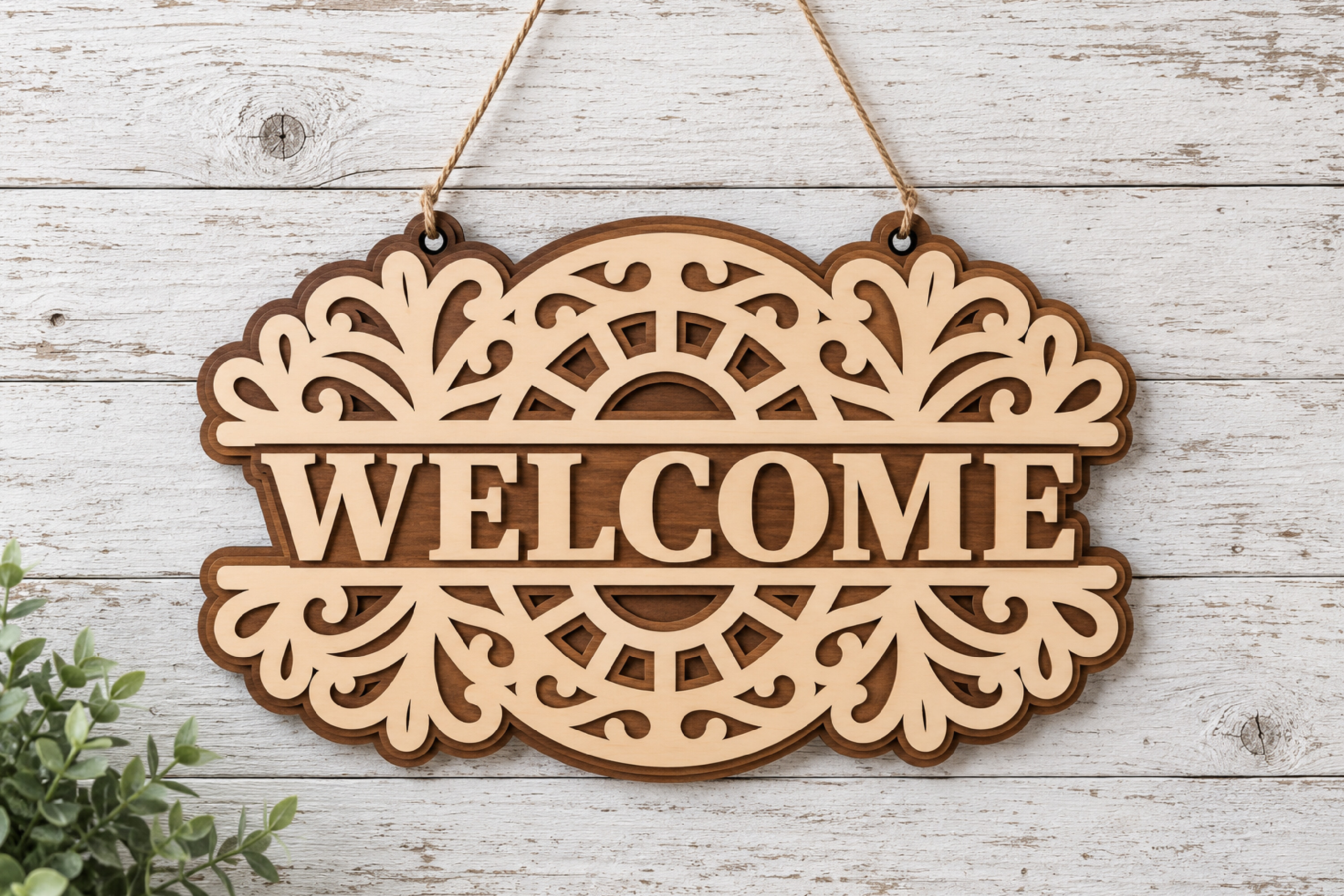 Welcome Sign Lasercut - Laser Cut Split · Creative Fabrica