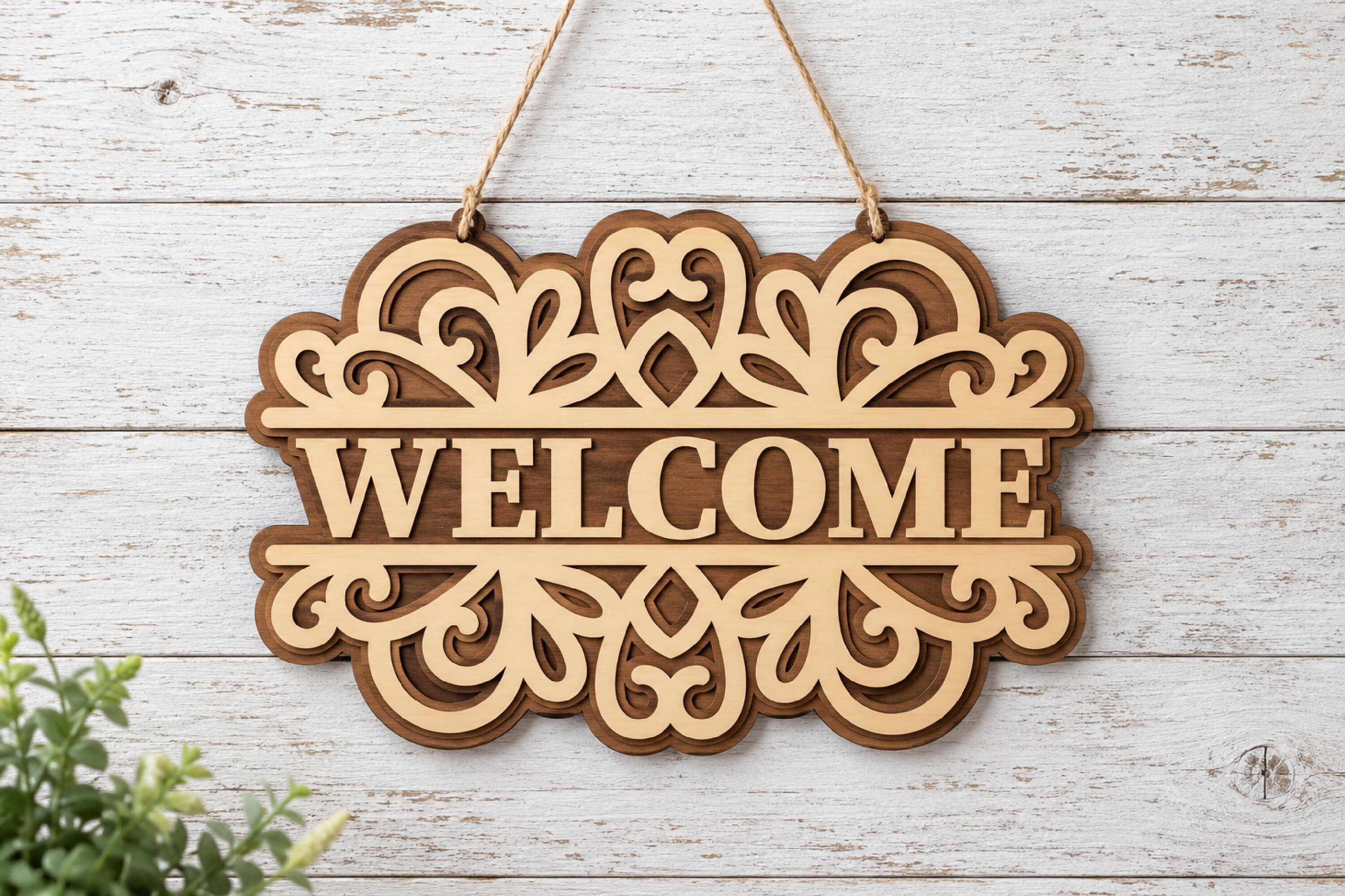 Welcome Sign Lasercut - Laser Cut Split · Creative Fabrica