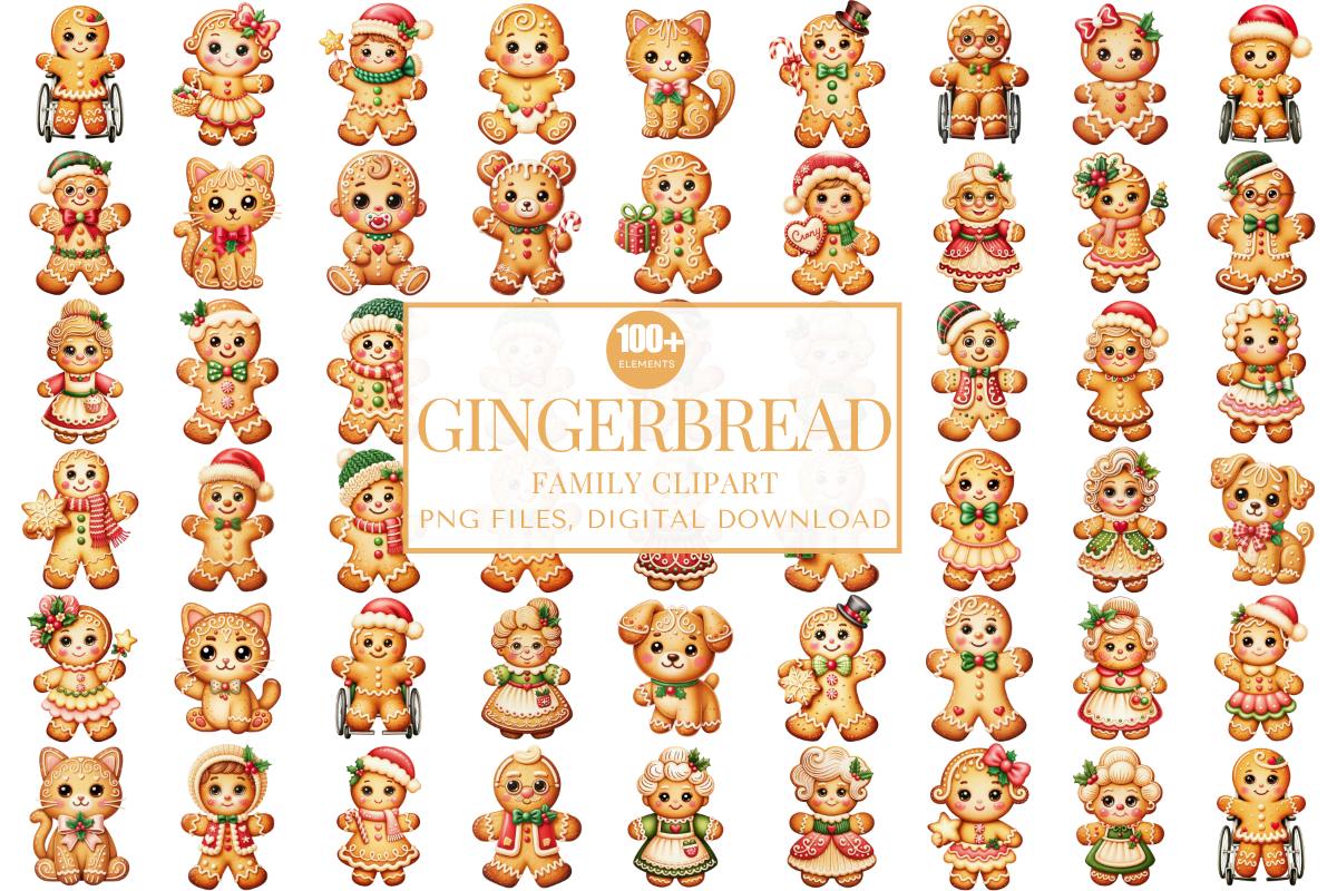 100+ Gingerbread Family Clipart Bundle Graphic by PixelBloom · Creative ...
