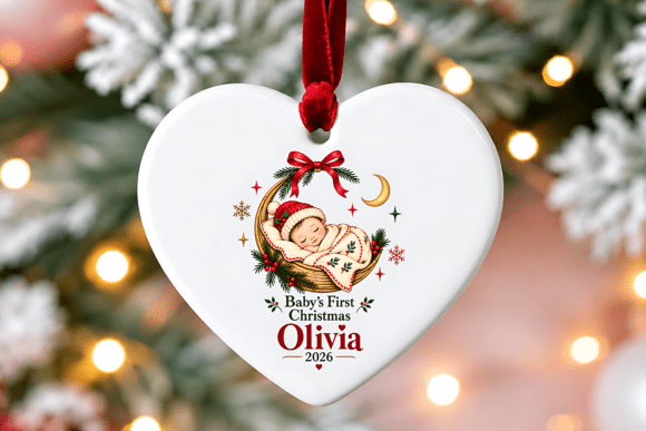 Baby’s First Christmas Ornament PNG 2026