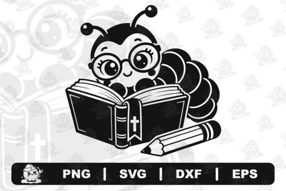 1 Bookworm Reading Bible Designs & Graphics