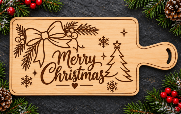 Christmas Cutting Board Gráfico Manualidades Por Craft and Cut Designs