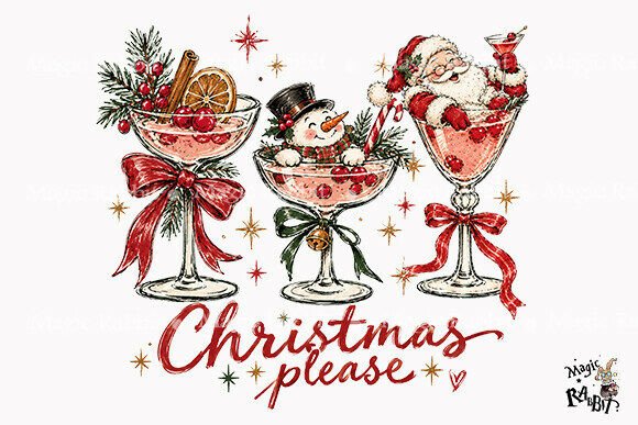 Christmas Drinks Santa Snowman PNG