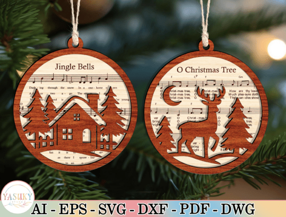 Christmas Music Ornament SVG Bundle laser cut file