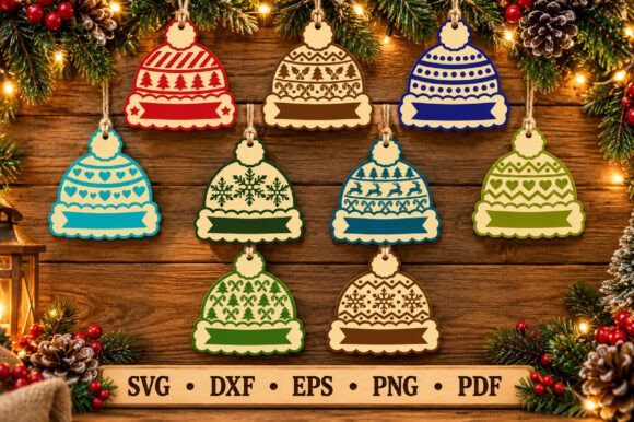 Christmas Winter Hat SVG Bundle laser cut file