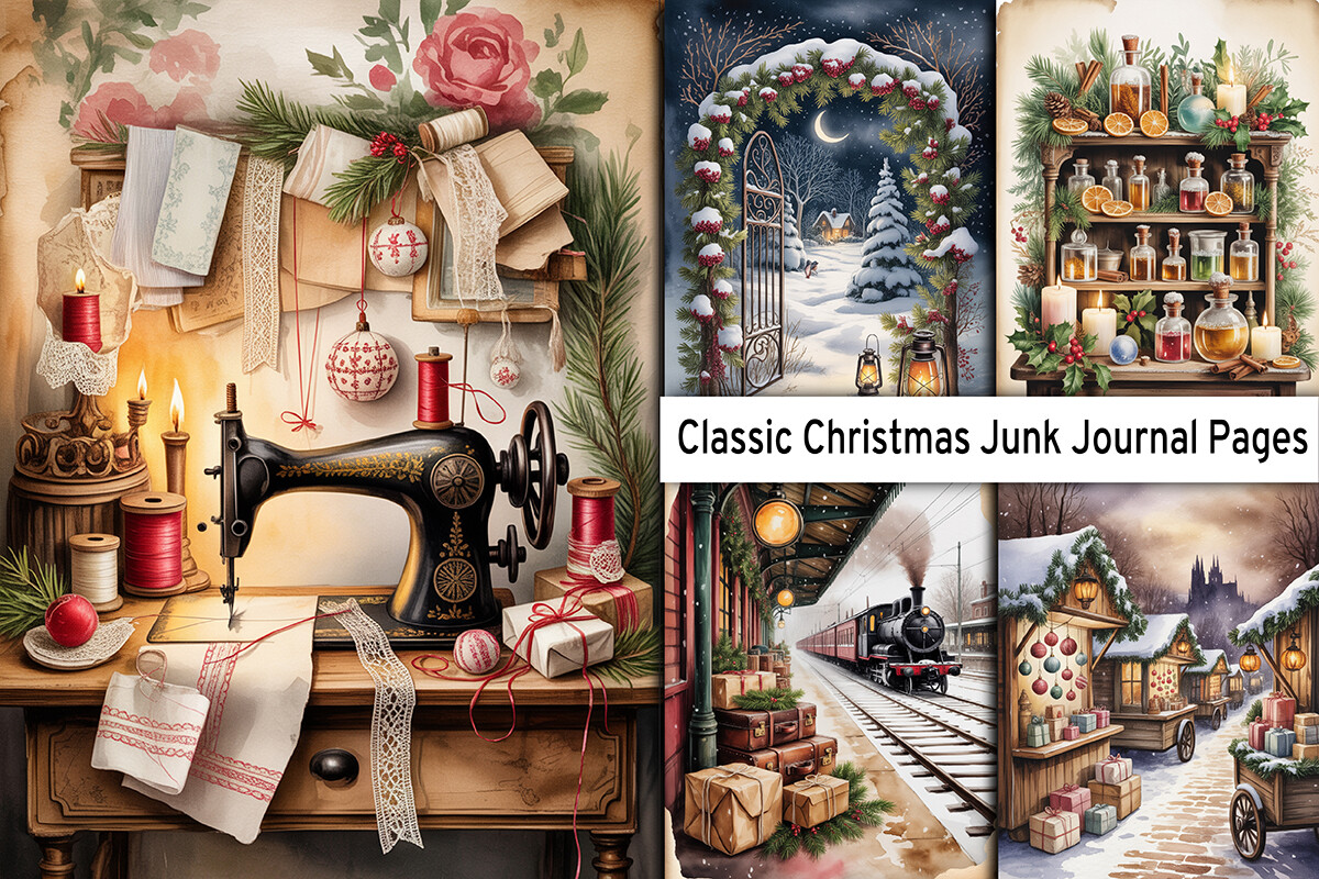 Classic Christmas Junk Journal Pages Graphic by Designs_Studio4 ...