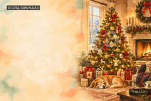Cozy Living Room Christmas Background Graphic by Topstar · Creative Fabrica
