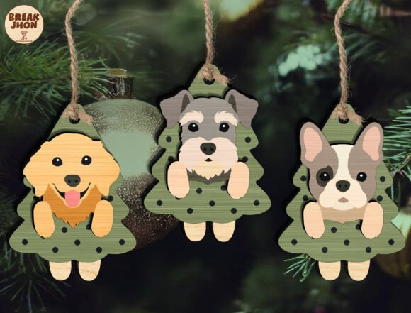 Dog Christmas Tree Ornament SVG Bundle (Design 1) laser cut file