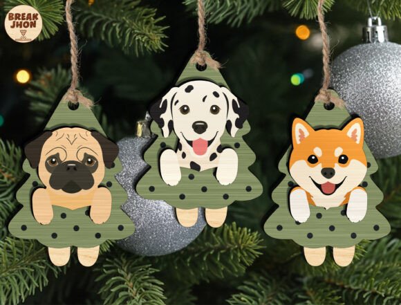 Dog Christmas Tree Ornament SVG Bundle (Design 2) laser cut file