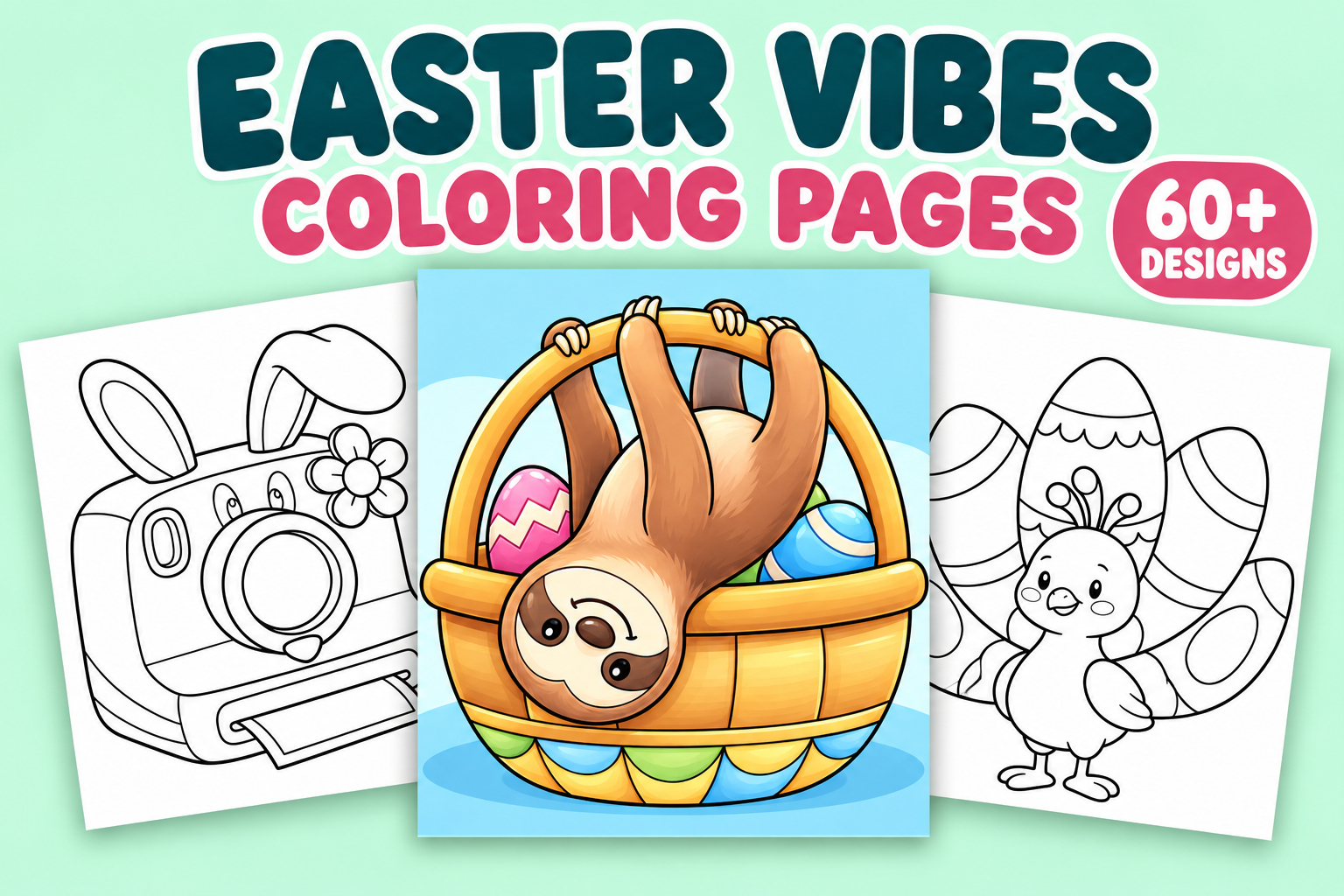 Easter Vibes Coloring Pages – Volume 2 Graphic by Inkivelle Studio ...