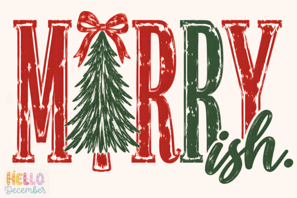 Merry Ish Retro Christmas Tree PNG