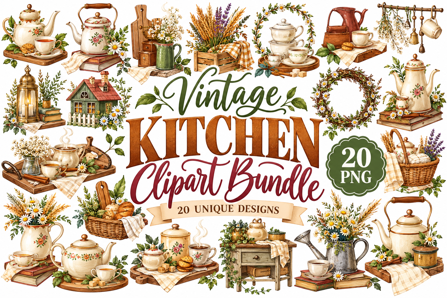 Kitcheb Font Vintage Kitchen Clipart Bundle Graphic by UniquZone · Creative Fabrica