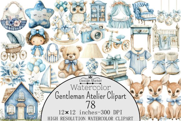 Watercolor Gentleman Atelier Clipart Graphic Illustrations By Design Market