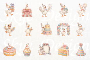 Watercolor Silly Goose Birthday Clipart Graphic by Skye Design ...
